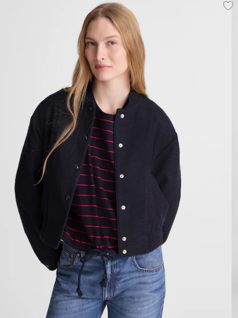 Madewell Bomber Jacket in Navy Boucle NWT S